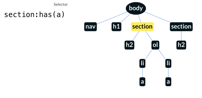 Document Object Model und has psuedo class