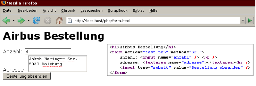 Formular mit Methode GET